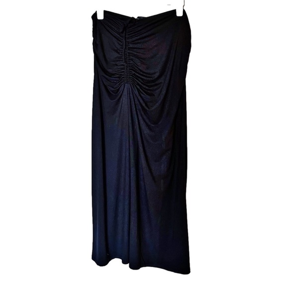 House Of Harlow 1960 Black Strapless Ruched Midi Dress Size Large - Picture 4 of 7